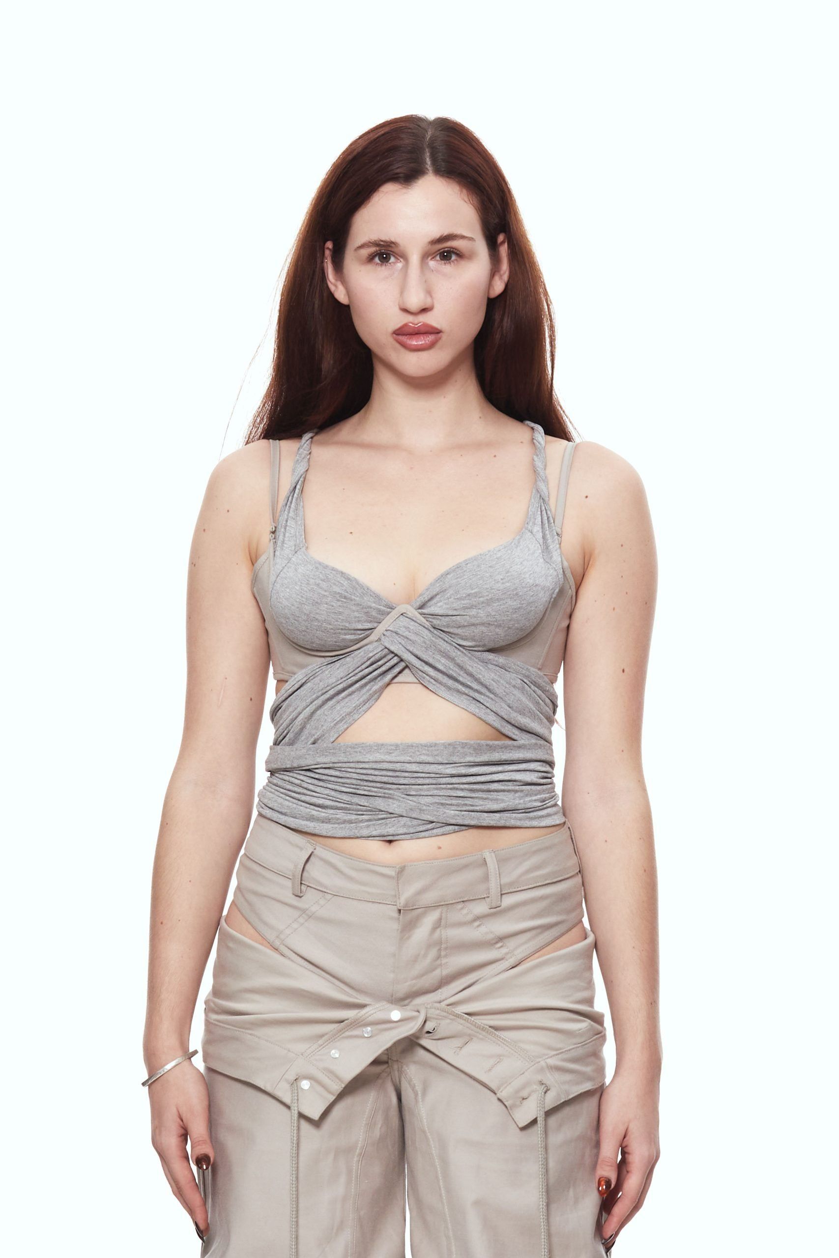 GREY WRAP BRA